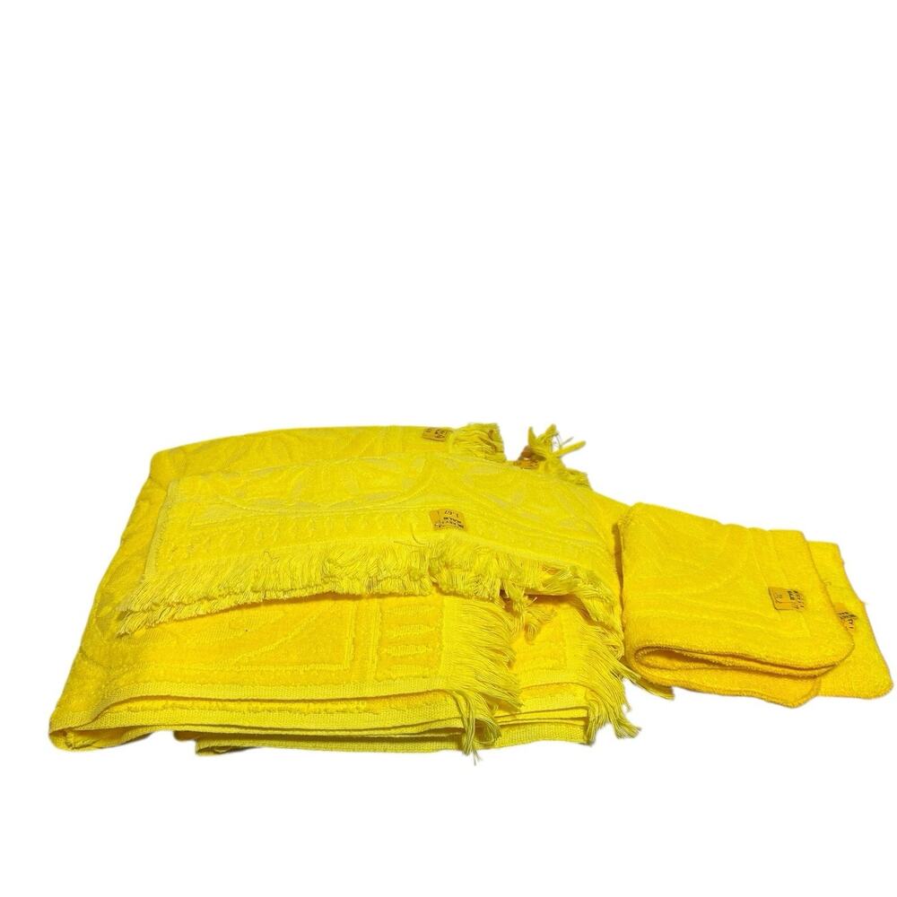 Vintage Tastemaker Yellow Towel Set 5 Piece Bath Towels Hand Towel Washcloths